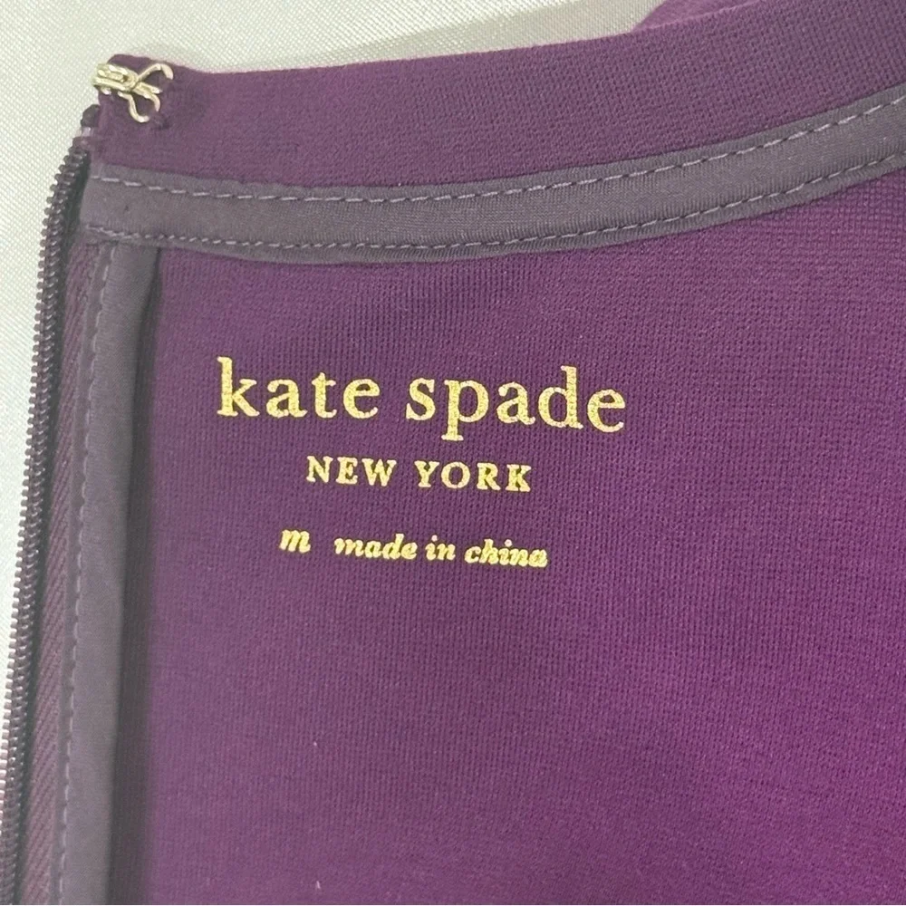 Kate Spade Ruffle Sleeve Ponte Dress Skater Purple Medium Preppy Cocktail Party